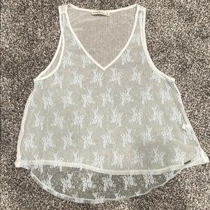 Abercrombie & Fitch Sheer Cream Tank Top